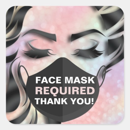 Sticker Carré Masque Visage Couverture Holographique Requise (Devant)