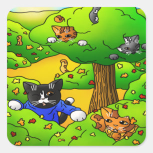 Sticker Carré Masquer et rechercher des chats