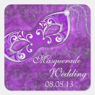 Sticker Carré Masquerade Ball Mardi Gras Mariage Enveloppe Sceau