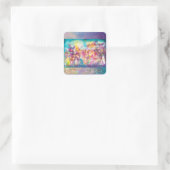 Sticker Carré MASQUERADE, Mardi Gras Masques, Danse, Musique (Sac)