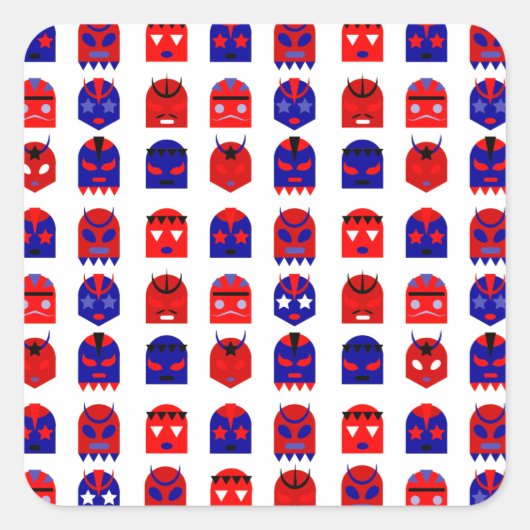 Sticker Carré masques lucha libre (Devant)