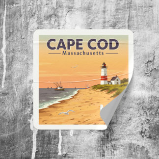 Sticker Carré Massachusetts de Cape Cod vintage