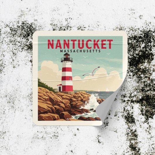 Sticker Carré Massachusetts de Nantucket vintage