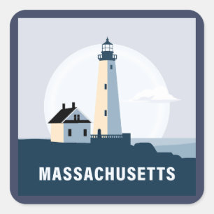 Sticker Carré Massachusetts, États-Unis d'Amérique