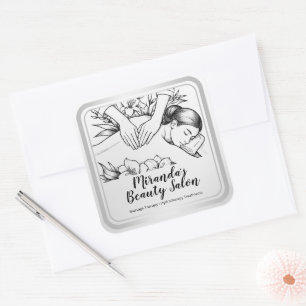 Sticker Carré Massage Thérapie Guérison Mains Énergie Spa Bien-ê