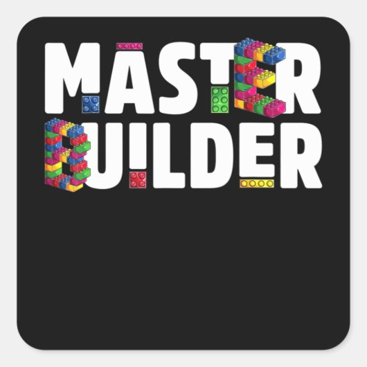 Sticker Carré Master Builder Kids Building Blocks Bricks Toys (Devant)