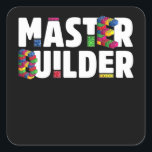 Sticker Carré Master Builder Kids Building Blocks Bricks Toys<br><div class="desc">Master Builder Kids Building Blocks Bricks Toys</div>