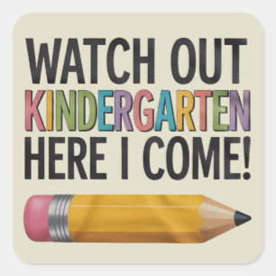 Sticker Carré Maternelle Attention Me Voici Retour à l'école