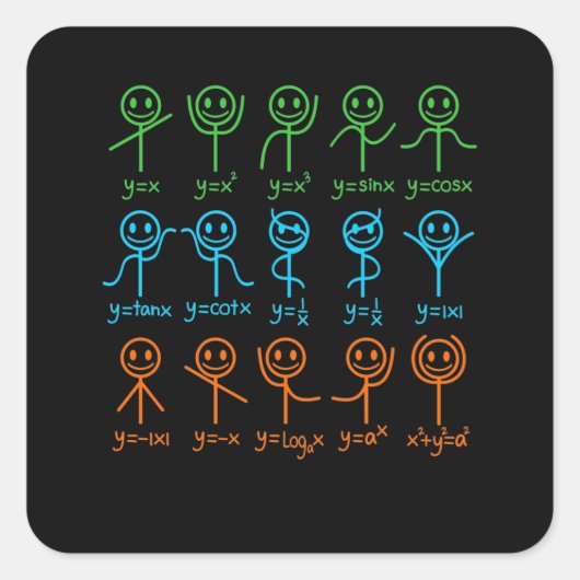 Sticker Carré Math Teacher Dance Equation mathématique (Devant)