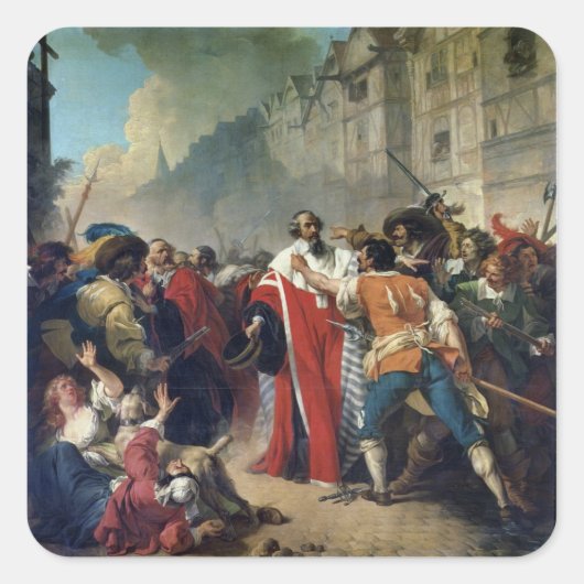 Sticker Carré Mathieu Mole a stoppé par the Parisian crowd o (Devant)