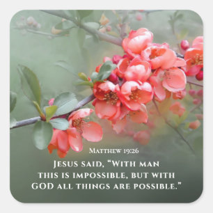 Sticker Carré Matthieu 19:26 Avec DIEU, tout est possible