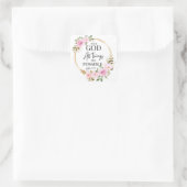 Sticker Carré Matthieu 19:26 Possible avec Dieu rose Floral (Sac)