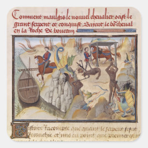 Sticker Carré Maugis combat le serpent