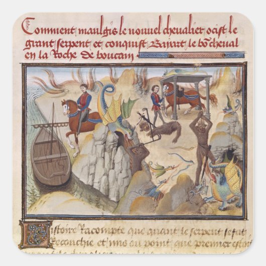 Sticker Carré Maugis combat le serpent (Devant)