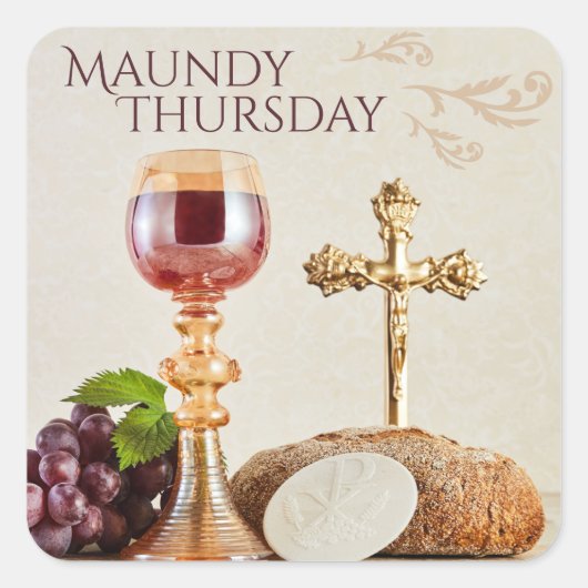 Sticker Carré Maundy Thursday Eucharist Chalice Holy Week (Devant)