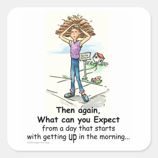 Sticker Carré Mauvaise journée des cheveux (Devant)