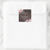 Sticker Carré Mauve violet $ mûrier fleurs mariage bois rustique (Sac)