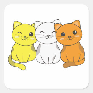 Sticker Carré Maverique Flag Pride Lgbtq Cute Cat Bunch Carré S