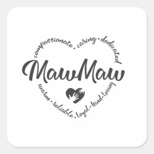 Sticker Carré Mawmaw, jour des mères, coeur de Mawmaw