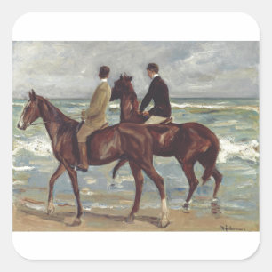 Sticker Carré Max Liebermann : Deux cavaliers sur la plage