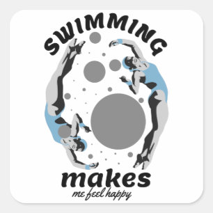 Sticker Carré Me Baigner Me Rend Heureux - Amateur D'Eau