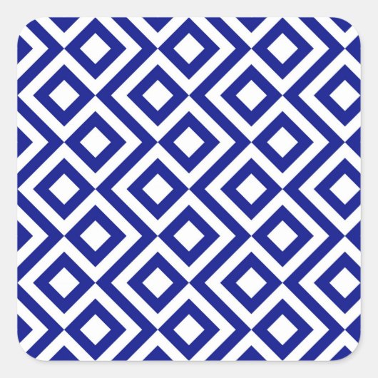 Sticker Carré Meander bleu et blanc (Devant)