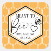 Sticker Carré Meant to Bee Honeycomb Personalized Wedding (Devant)