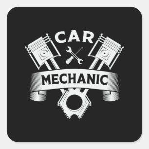 Sticker Carré Mécanicien de voiture Mécanique de moteur voiture 