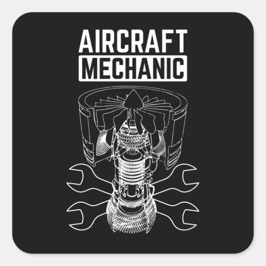 Sticker Carré Mécanique de l'aéronef (Devant)