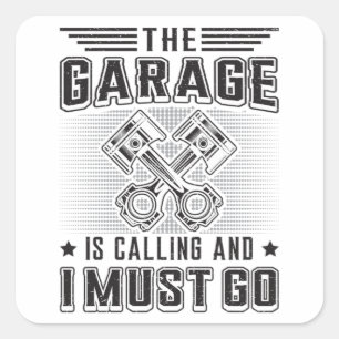 Sticker Carré Mécanique Voiture Mécanique Garage Réparation Drôl