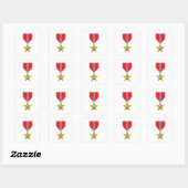STICKER CARRÉ MÉDAILLE BRONZE STAR (Feuille)
