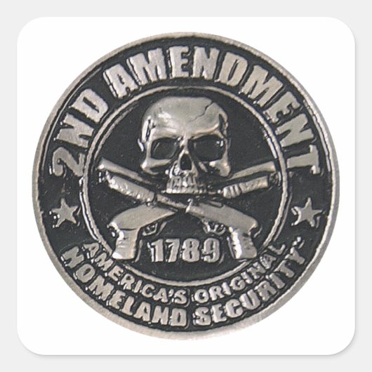 Sticker Carré Médaille du 2e amendement (Devant)