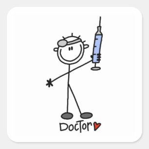 Sticker Carré Médecin Bâtonnet de Base