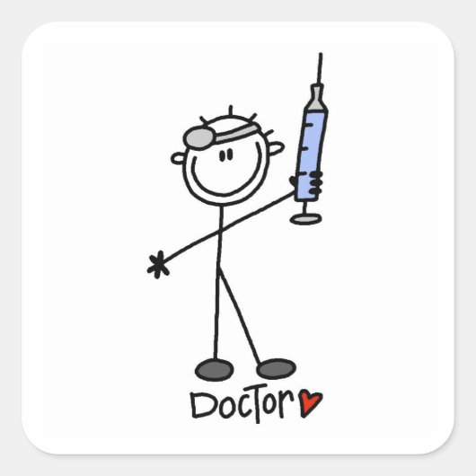 Sticker Carré Médecin Bâtonnet de Base (Devant)