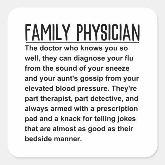 Sticker Carré Médecin de famille (Devant)