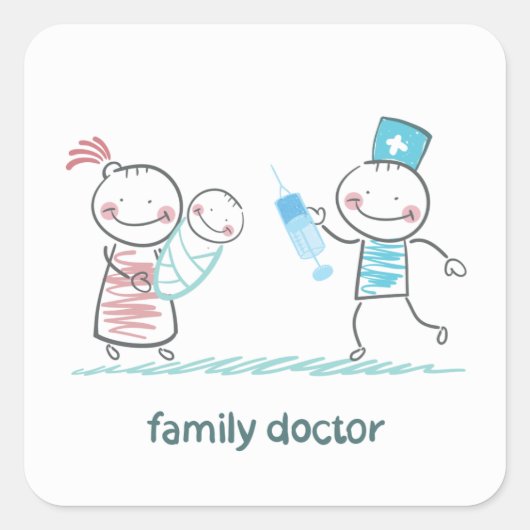 Sticker Carré Médecin de famille (Devant)