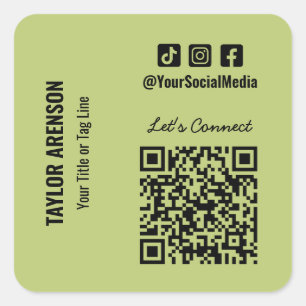 Sticker Carré Médias sociaux QR Code vert
