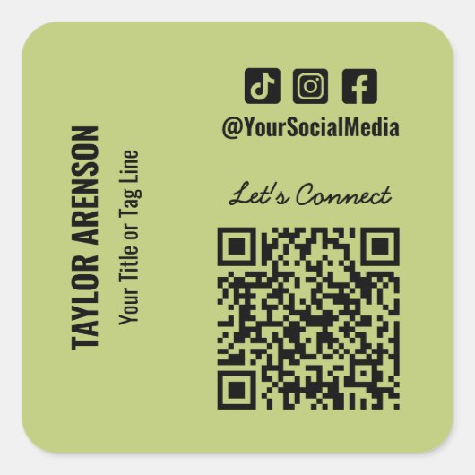 Sticker Carré Médias sociaux QR Code vert (Devant)