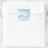Sticker Carré Médicale blanc 3D Caduceus Blue Design (Sac)