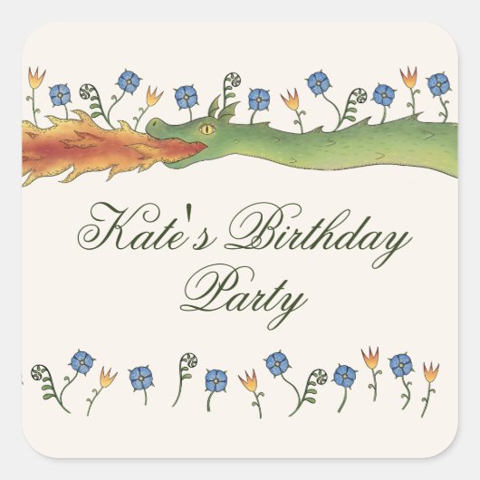 Sticker Carré Medieval Ren Faire dragon (Devant)