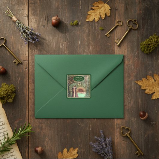 Sticker Carré Médiéval Renaissance Floral et Épée Or