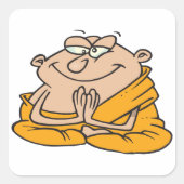 Sticker Carré Méditation de moine de dessin (Devant)