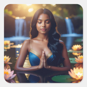STICKER CARRÉ MÉDITATION - YOGA - BIEN-ÊTRE - CARPE DIEM