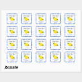 Sticker Carré Mediterranean Lemon Merci Cadeaux de Mariage (Feuille)