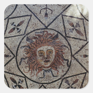 Sticker Carré Méduse, mosaïque romaine de la Chambre d'Orphée