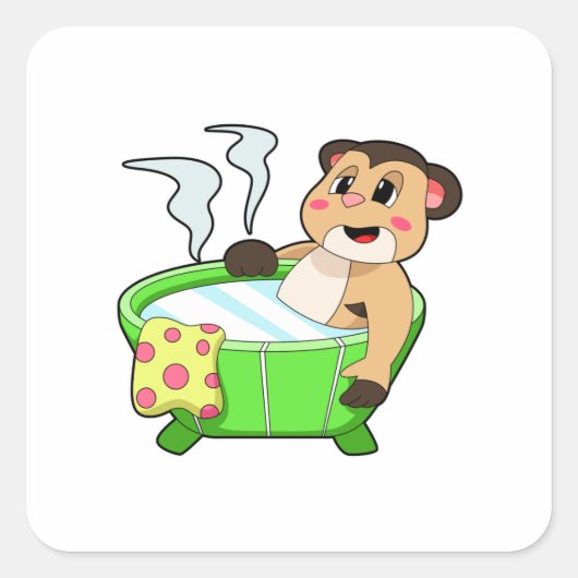 Sticker Carré Meerkat à la baignade dans la baignoire (Devant)