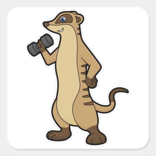 Sticker Carré Meerkat à l'entraînement Force avec Dumbbell (Devant)