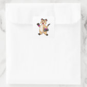 Sticker Carré Meerkat avec Dumbbell (Sac)
