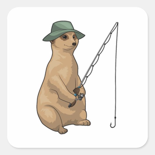 Sticker Carré Meerkat Fishing Fisher (Devant)