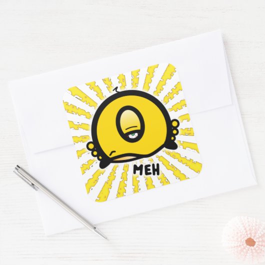Sticker Carré Meh (& le cool rond avec un oeil) v3 (Enveloppe)